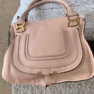 Medium Marcie Leather Satchel Blush Pink